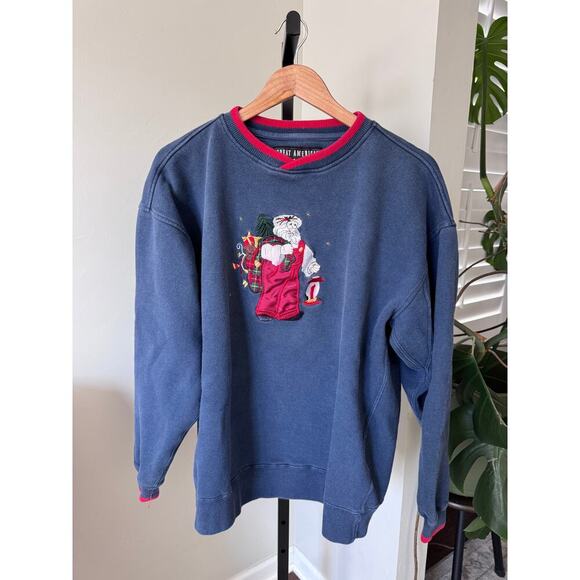 Vintage 90s Great American Christmas Santa Sweater - Picture 1 of 4